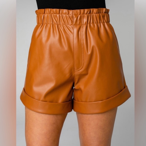 NWT buddy love Peyton Mocha Vegan Leather Shorts - size XS - Picture 2 of 8